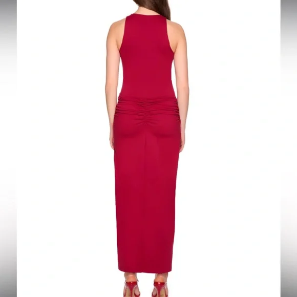 Sleeveless Red Knot-Front Maxi Dress - Picture 2 of 3